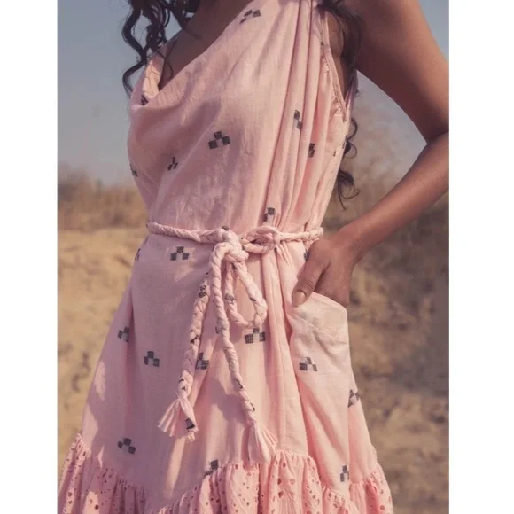 Ash&Eden Pink Daksha Mini Eyelet Dress sz L - Picture 3 of 9